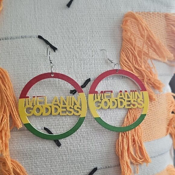 Melanin Goddess Hoop Earrings - Picture 1 of 2